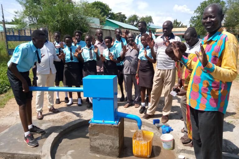 Blue pump (2x) installed in Juba